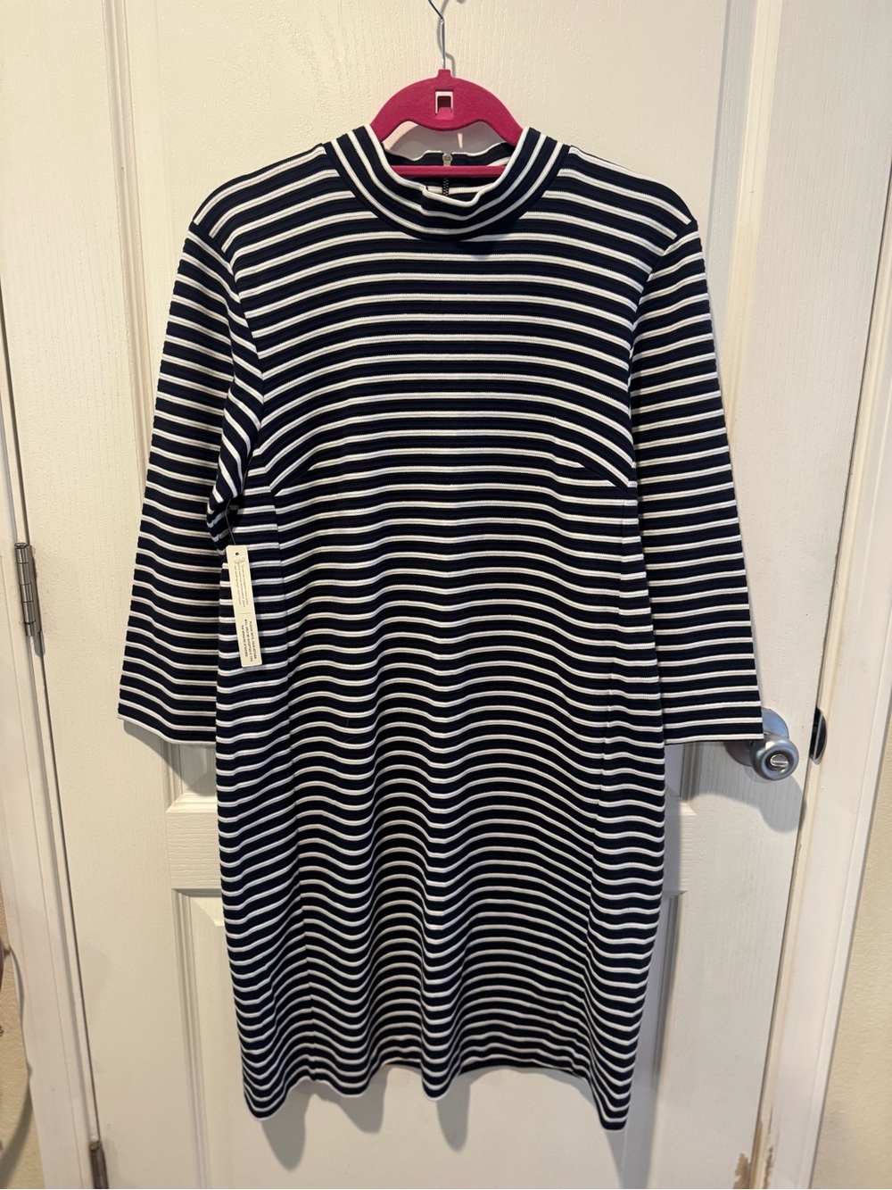 Anthropologie Navy & White Striped Midi Dress